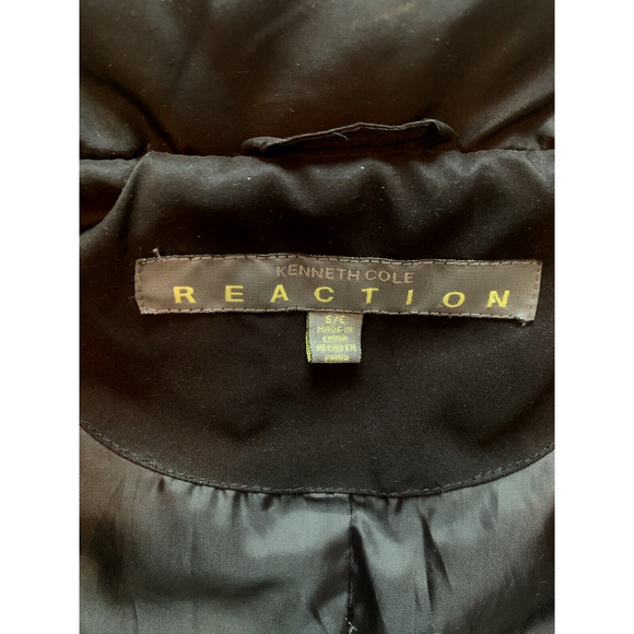 Kenneth Cole Reaction Puffer Jacket Womens Small Black Down & Feather Fill Coat - Picture 8 of 14